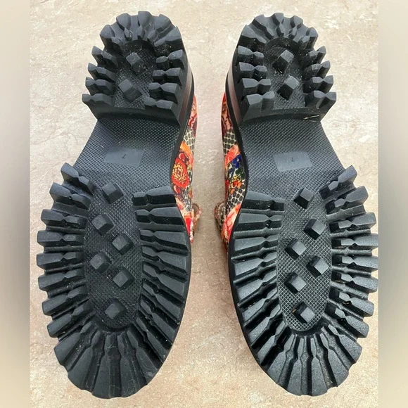 Laura Ashley Aerosols Aware chunky lug sole loafers 70s 80s Y2K floral sz 7 NWOB - Picture 5 of 6